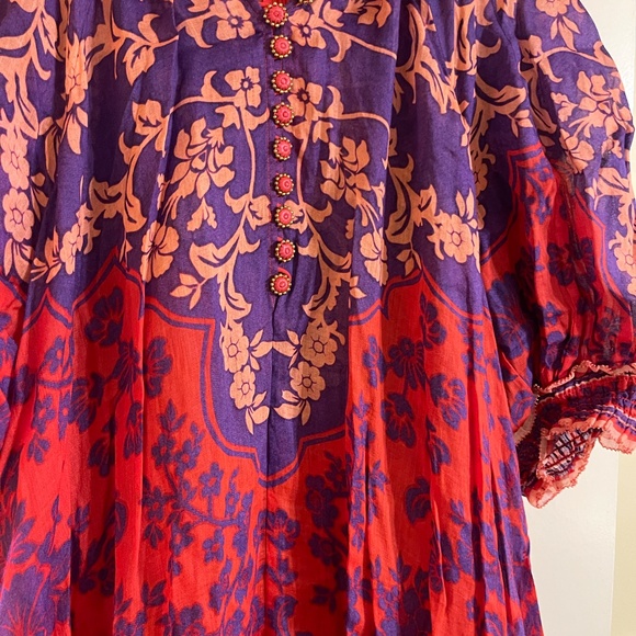 ZIMMERMAN Raie Swing Printed Ramie Maxi Dress in Red - Picture 6 of 7